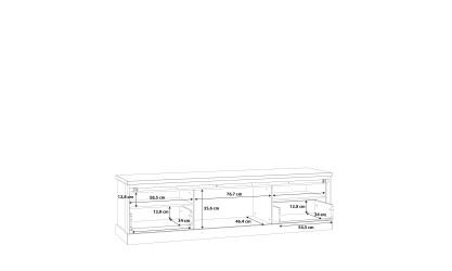 PHOEBUS - Meuble TV-Hifi 1 porte coulissante 2 tiroirs 2 niches 