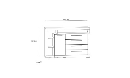 JULIETTA - Commode 1 porte 4 tiroirs 1 niche 