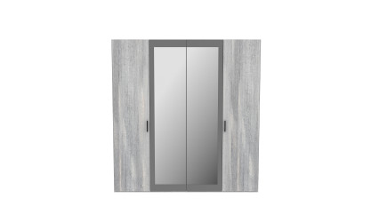 LEONARD - Armoire 4 portes dont 2 miroirs 