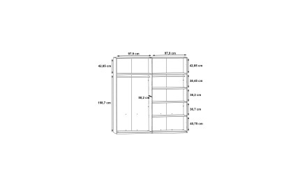 LEONARD - Armoire 4 portes dont 2 miroirs 