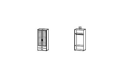 MENTON - Armoire 2 portes miroirs 2 tiroirs toute penderie 