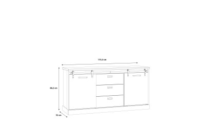 PHOEBUS - Buffet 2 portes coulissantes 3 tiroirs 