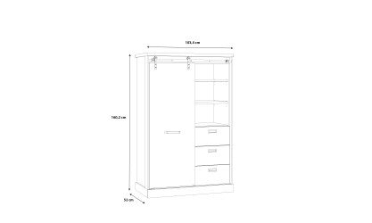 PHOEBUS - Bahut haut 1 porte coulissante 3 tiroirs 3 niches 