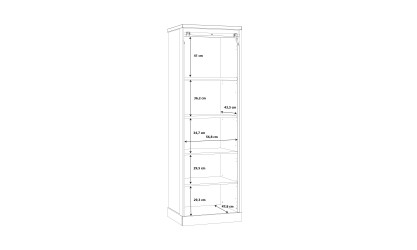 PHOEBUS - Vitrine haute 1 porte vitrée 4 étagères 