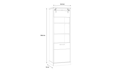 PHOEBUS - Vitrine haute 1 porte vitrée 4 étagères 