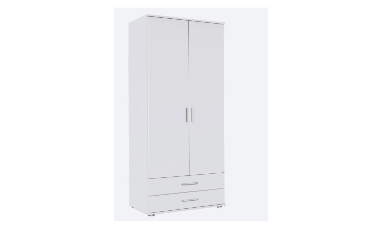 MENTON - Armoire 2 portes 2 tiroirs Blanc 