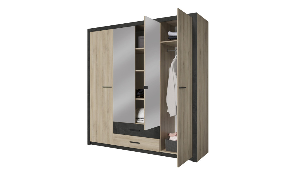 CANYON - Armoire 4 portes Ouvrantes/ 2 Tiroirs 