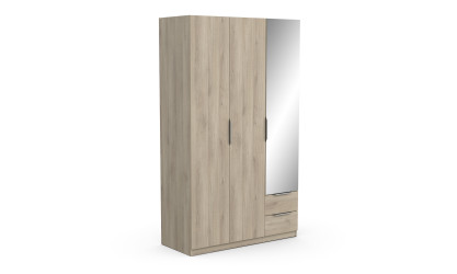 BOSTER - Armoire 3 portes 2 tiroirs 1 miroir 