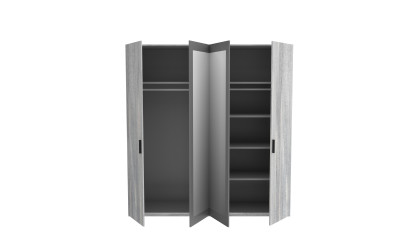 LEONARD - Armoire 4 portes dont 2 miroirs 