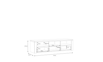 PORTLAND - Meuble TV-Hifi 3 tiroirs 3 niches 