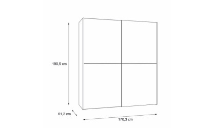 KATIA - Armoire de rangement 2 portes coulissantes dont 1 miroir 